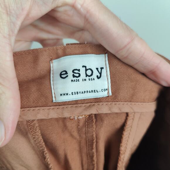 Esby Chino Pants Mens 34 Rust Clay Orange Preppy Slow Fashion Minimalist FLAW - Picture 8 of 12